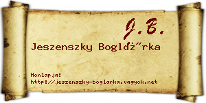 Jeszenszky Boglárka névjegykártya